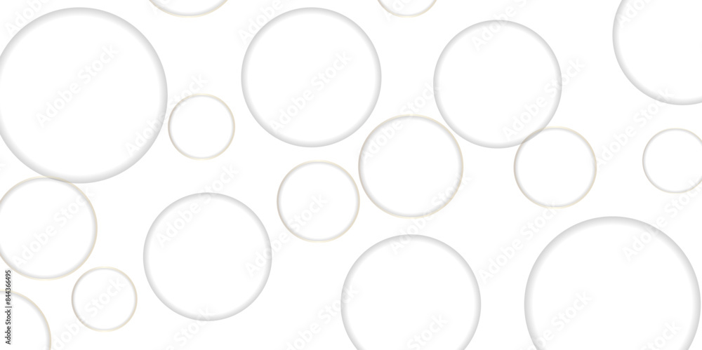 Poster abstract white geometric overlapping circle background with shadow. vector circles template vector d