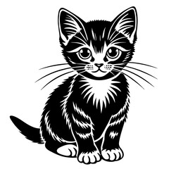 the kitten marvels  vector silhouette illustration