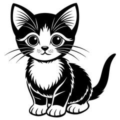 the kitten marvels  vector silhouette illustration