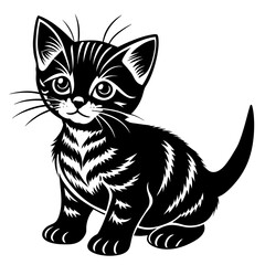 the kitten marvels  vector silhouette illustration
