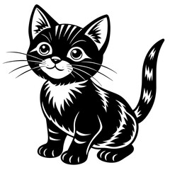 the kitten marvels  vector silhouette illustration