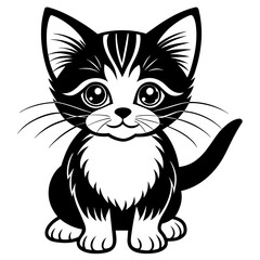 the kitten marvels  vector silhouette illustration