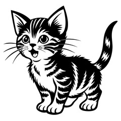 the kitten marvels  vector silhouette illustration
