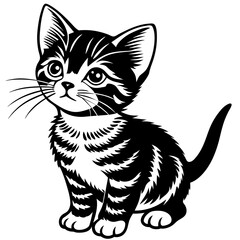 the kitten marvels  vector silhouette illustration