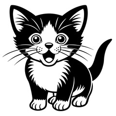 the kitten marvels  vector silhouette illustration