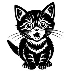 the kitten marvels  vector silhouette illustration
