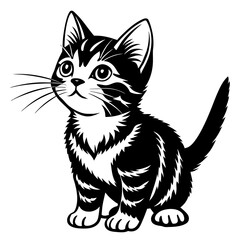 the kitten marvels  vector silhouette illustration