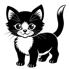 the kitten marvels  vector silhouette illustration