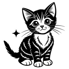 the kitten marvels  vector silhouette illustration