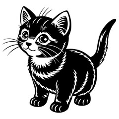 the kitten marvels  vector silhouette illustration