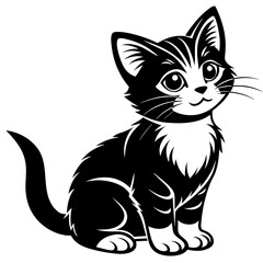 Obraz premium the kitten marvels vector silhouette illustration