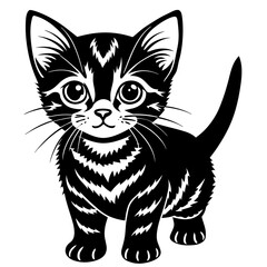 the kitten marvels  vector silhouette illustration