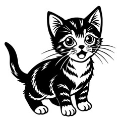 Obraz premium the kitten marvels vector silhouette illustration