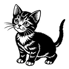 the kitten marvels  vector silhouette illustration