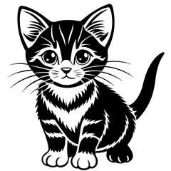 the kitten marvels  vector silhouette illustration