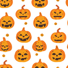seamless pattern pumpkin face vector