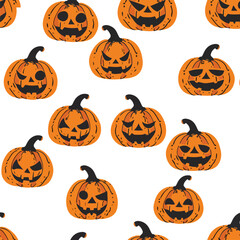 seamless pattern pumpkin face vector