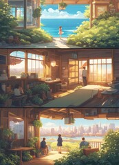 illustration of a boy falling in love with a girl. cartoon and anime style