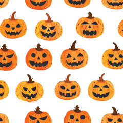 seamless pattern pumpkin face vector