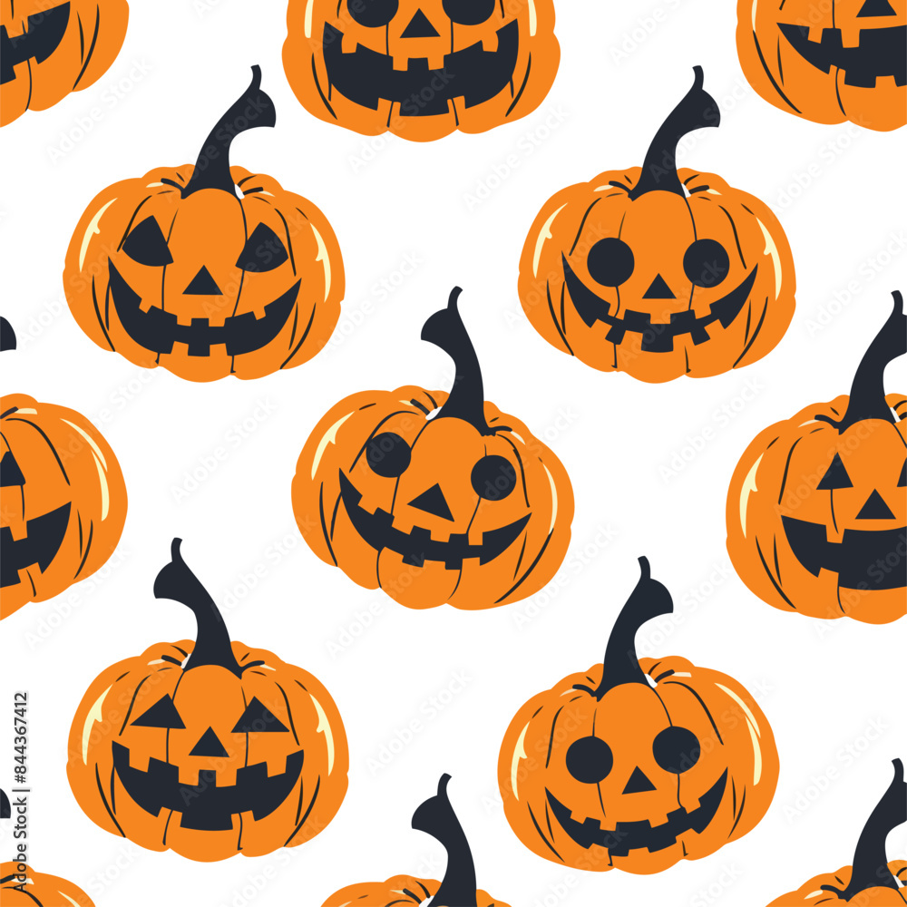 Wall mural seamless pattern pumpkin face vector