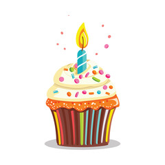 birthday cupcake with candles