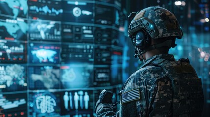 A cyber warfare specialist tracks digital threats, the frontline of defense in the invisible battlefield of data - Powered by Adobe
