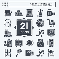 Icon Set Airport. related to Airport symbol. glyph style. simple design illustration