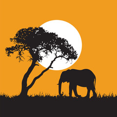Obraz premium a picture of an elephant and tree in the grass
