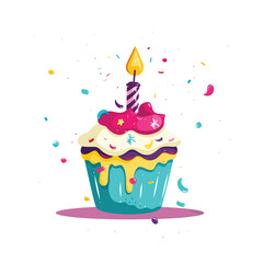 birthday cupcake with candles