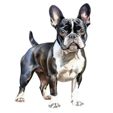 Watercolor Illustration of Frenchton Dog