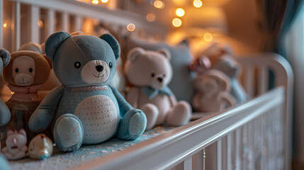 Baby monitor camera between stuffed animals Toys