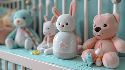 Baby monitor camera between stuffed animals Toys