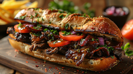 Stuffed beef sandwich