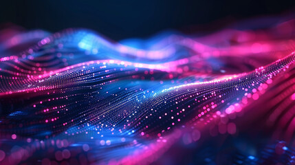 Flowing wave of dots form an abstract background, perfect for brochures, flyers, and more. Ideal for showcasing technology, big data, and innovation.