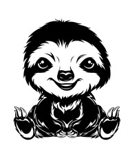 Cute Baby Sloth | Woodland Animal | Forest Creature | Wildlife Party Decor | Baby Sloth | Mammal | Jungle Animal | Original Illustration | Vector and Clipart | Cutfifle and Stencil