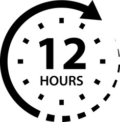 Hours time arrow. Time line icon. Delivery and service time icon. Deadline concept. Work time symbol isolated on white background.