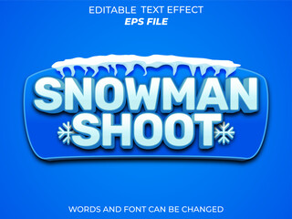 snowman shoot text effect, font editable, typography, 3d text for games. vector template