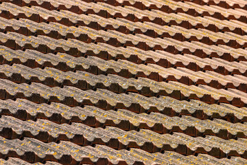 Old roof tiles closse up