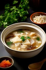 Rich fish maw soup in elegant bowl.