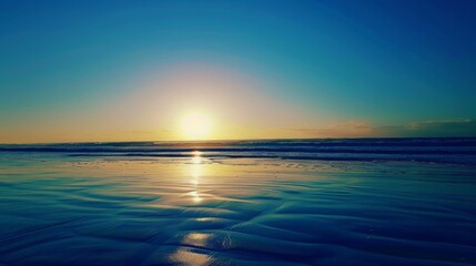 Obraz premium Sunset Reflection On Ocean Beach