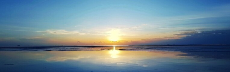 Fototapeta premium Sunset Reflection On Calm Ocean Water
