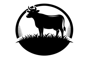 silhouette of a cow, cow  icon logo