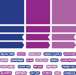 Planner stickers, Organizer tags, Printable planner stickers. Planners and weekly days label. Bullet journal stickers, planner, scrapbook stickers design.