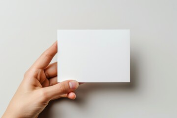 Obraz premium Blank White Card Mockup on Hand created with Generative AI