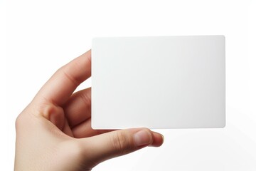 Obraz premium Blank White Card Mockup on Hand created with Generative AI