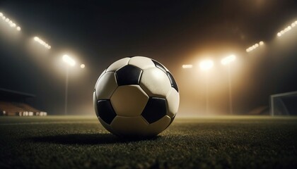 soccer, ball, field, close-up, spotlight, warm, foggy, background, sports, competition, stadium,...