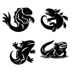 Hellbender silhouette on white background