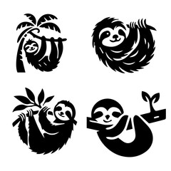 sloth silhouette on white background