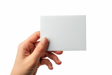 Obraz premium Blank White Card Mockup on Hand created with Generative AI