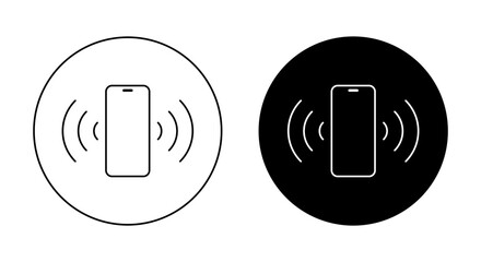 Smartphone with signal icon on black circle. Vibrating phone concept